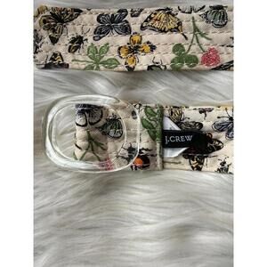 J.Crew Butterfly Print Cotton Belt with Clear Buckle